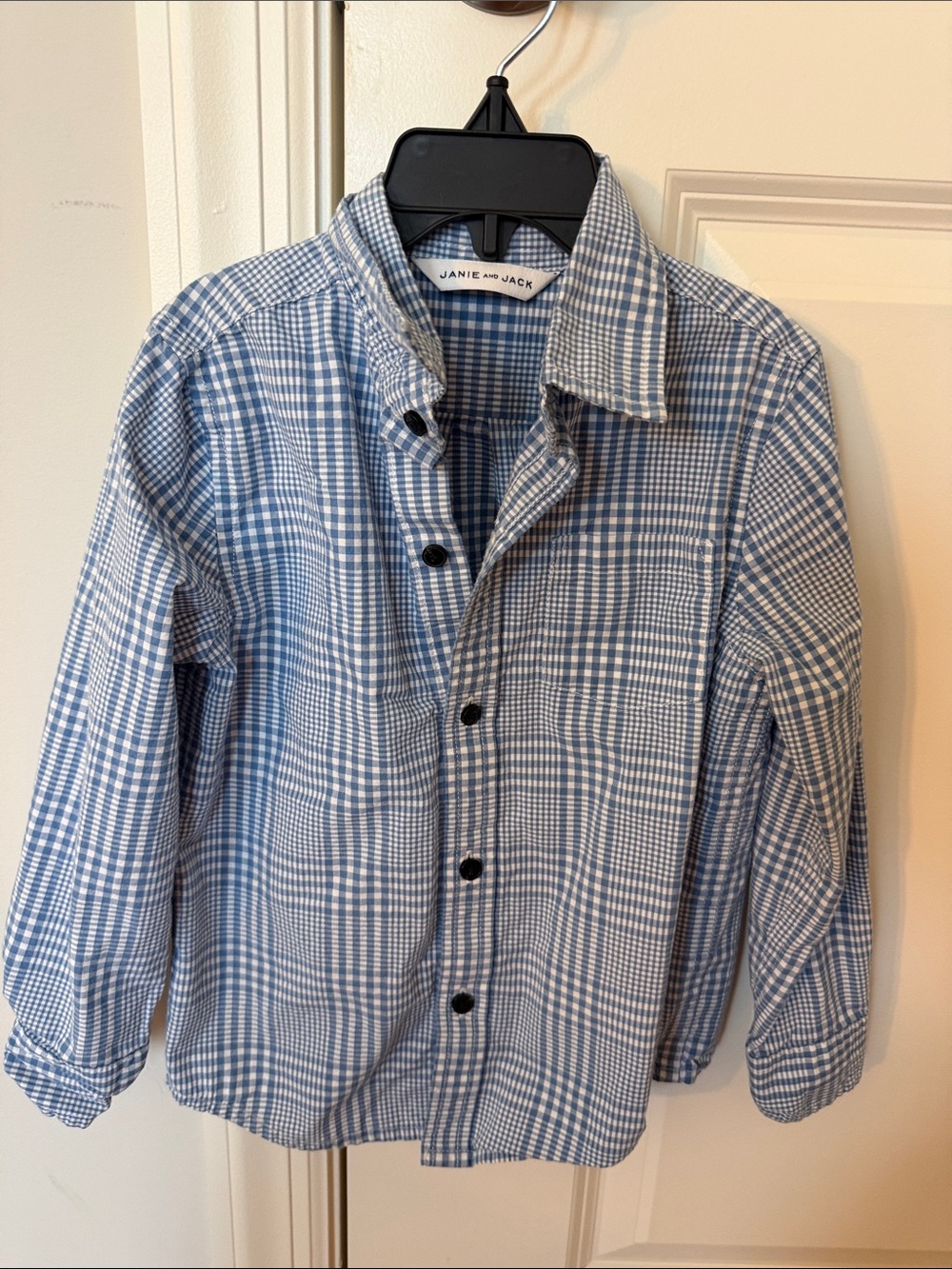 Janie and Jack Light Blue and White Check Button-Down Shirt